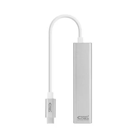 Nanocable Convertidor Usb-c A Ethernet Gigabit + 3XUSB 3.0 Plata 15 CM Nanoca 10.03.0404