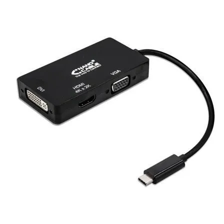 Nanocable Conversor Usb-c Vgadvihdmi 3-1 Usb-cm-vgah-dvih-hdmih 4K 10CM Nanoc 10.16.4301-bk