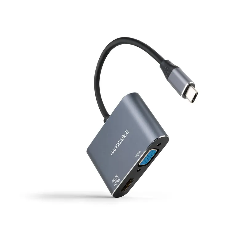 Conversor Usb-c/m A Hdmi/h-vga/h 4K Gris 15 CM Nanocable 10.16.4303 - foto 2
