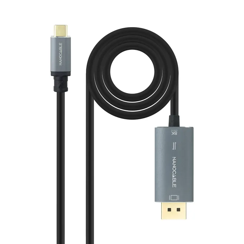 Cable Conversor Usb-c-m A Dp-m 8K 60HZ Aluminio Negro 2M Nanocable 10.15.5022 - foto 2