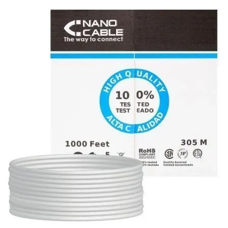 Cable RED RJ45 Cat.5e UTP Rigido Awg24 305 M Nanocable 10.20.0304