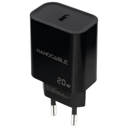 Cargador Usb-c PD 20W Negro Nanocable 10.10.2006