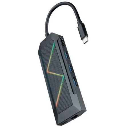 HUB USB-C NANOCABLE 3xUSB-A+USB-C CARGA+HDMI+RJ45+TF+SD 10.16.0801