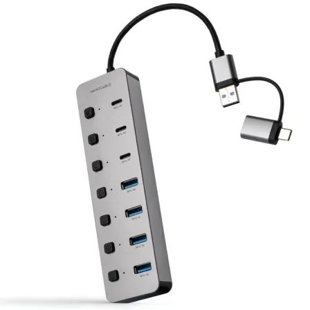 HUB USB-C/A 4xUSB-A 3.0+3xUSB-C 3.0+USB-C 5V NANOCABLE 10.16.4510