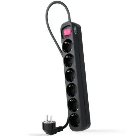 Regleta 6 Salidas Nanocable C/interruptor C/protec 1.4m Negro 10.37.0006-bk