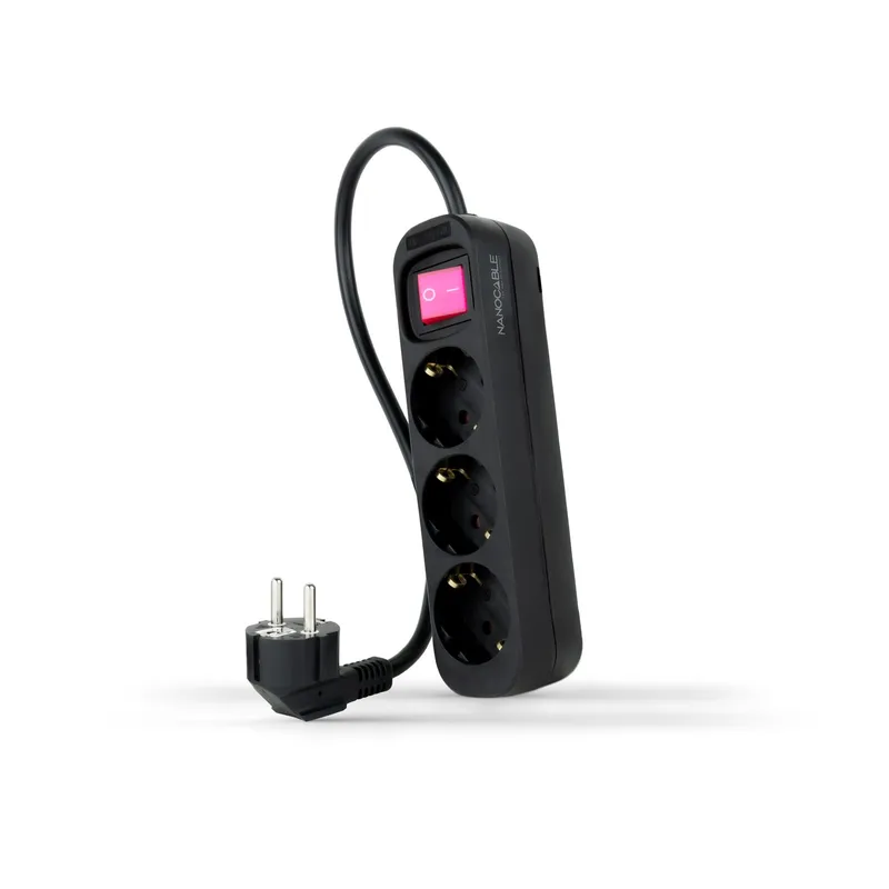 Regleta 3 Tomas Interruptor 1.4 M Negra 10.38.0003-bk Nanocable - foto 2