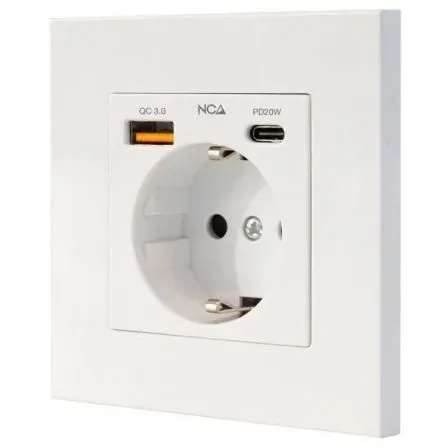 Nanocable Base Enchufe Pared Tipo Schuko CON 2 Tomas USB MAX 3.4a Blanca Nanocab 10.35.0011