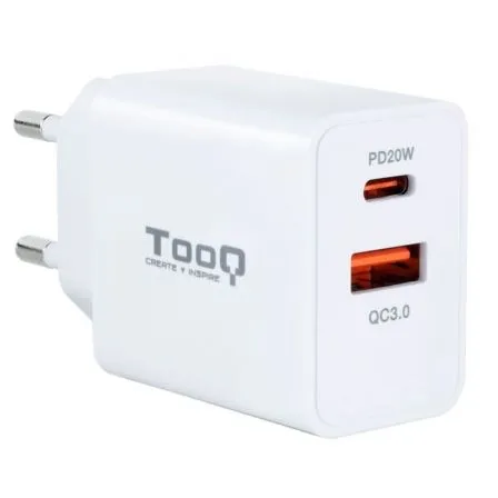 Cargador Usb-c/pd Tooq Pared 20W Usb-a/qc 18W Blanco Tqwc-2sc04wt