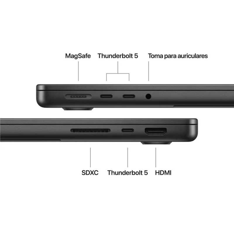 Apple Macbook Pro 14"/ M5 Pro 18-Core CPU/ 24GB/ 2TB Disco Sólido SSD/ 20-Core GPU/ Negro Espacial