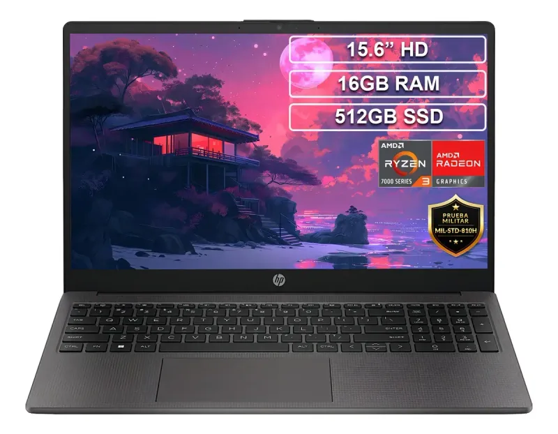 Portatil HP 255 G10 R 7-7735u 15.6" FHD 16GB 512GB Wifi.ax W11h Negro