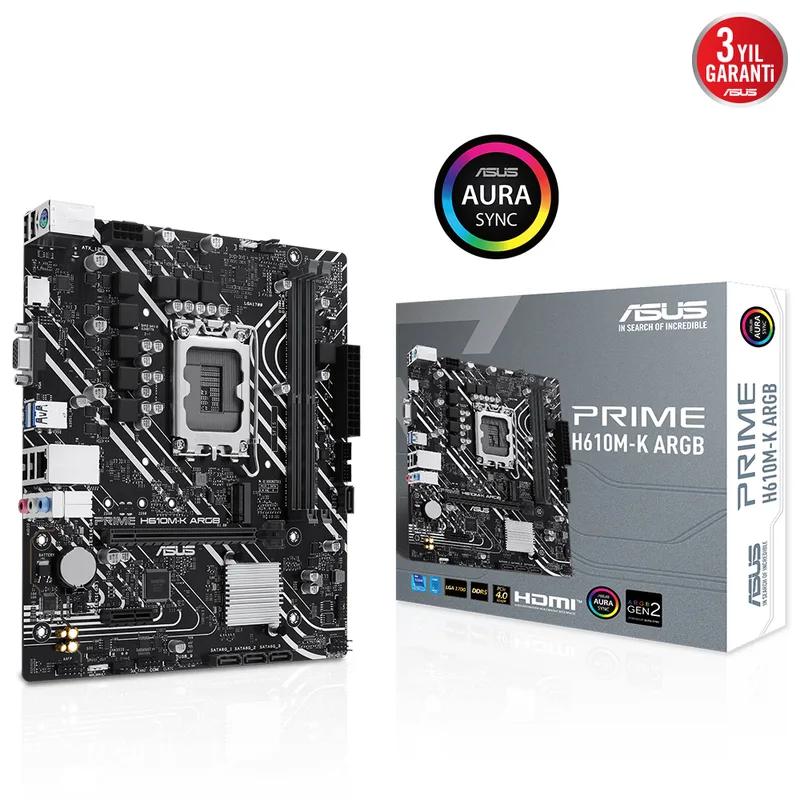 Placa Asus Prime H610m-k Argb Intel1700 2ddr5 Hdmi/vga Pcie4.0 4sata3 Usb3.2 Matx - foto 3