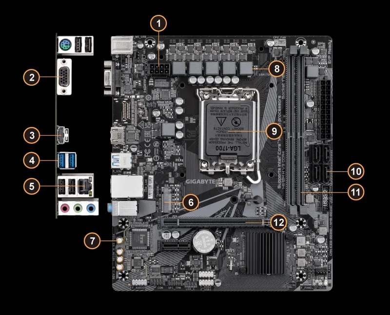 Placa Gigabyte H610m H V3 Intel1700 2ddr4 HDMI Pcie4.0 4sata3 Usb3.2 M-atx - foto 4