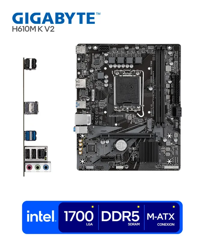 Placa Gigabyte H610m K V2 Intel1700 2ddr5 Hdmi/dp Pcie3.0 2sata3 Usb3.2 Matx - foto 2