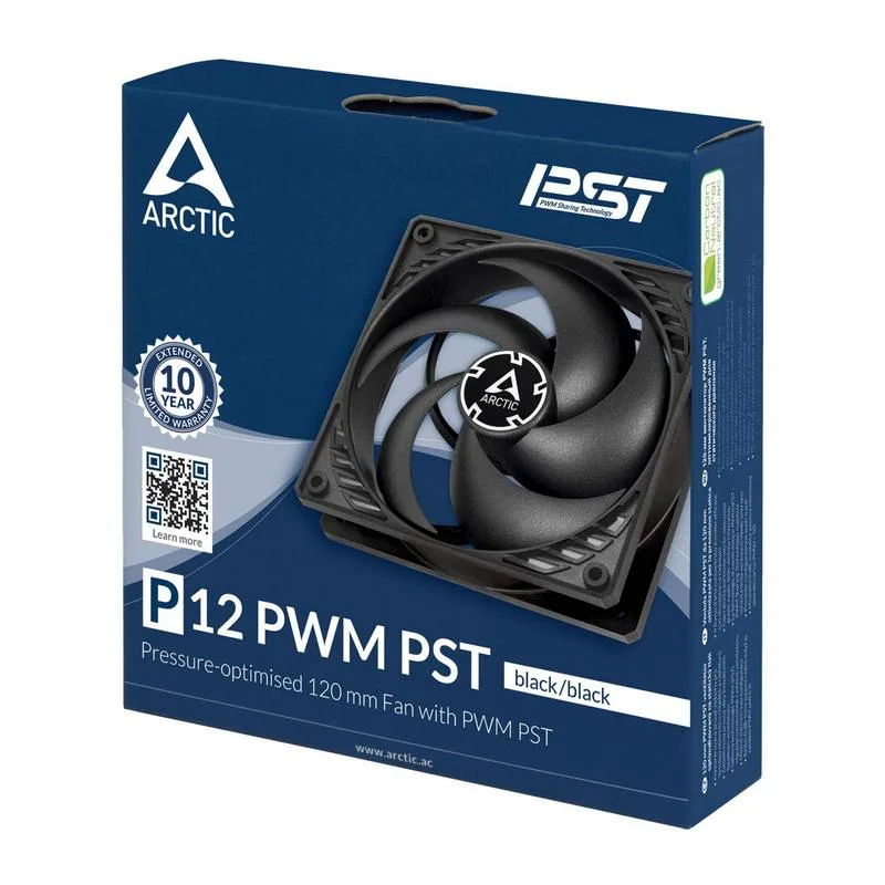 VENTILADOR 12CM ARCTIC P12 PWM PST NEGRO SLIM - foto 3