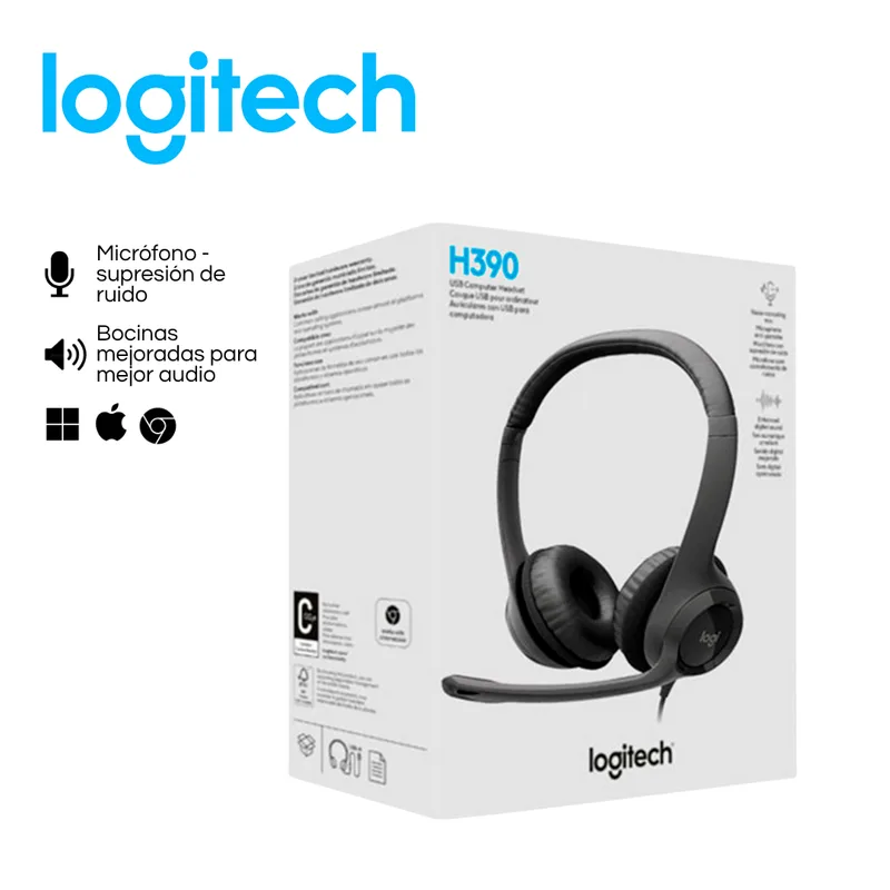 Auriculares C/microfono Logitech H390 USB Negro - foto 2