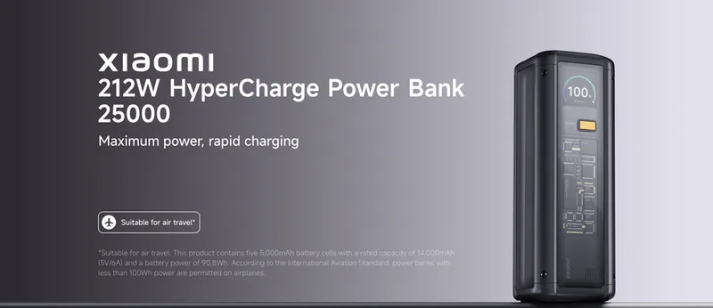 POWERBANK XIAOMI HYPERCHARGE 212W 25000mAH GL - foto 3
