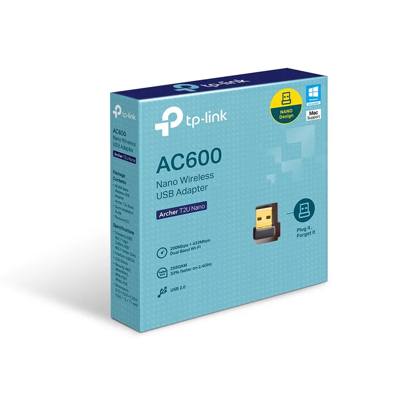 Adaptador RED Tp-link Archer T2U Nano Usb2.0 Wifi.n/ac 200/433mbps Doblebanda