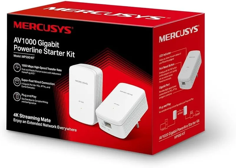 Kit 2 Plc/powerline Mercusys Mp500kit Rj45-1000mbps - foto 4