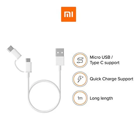 Cable Xiaomi MI 2 IN 1 USB Micro USB TO Type C - 100 CM 15303 - foto 2