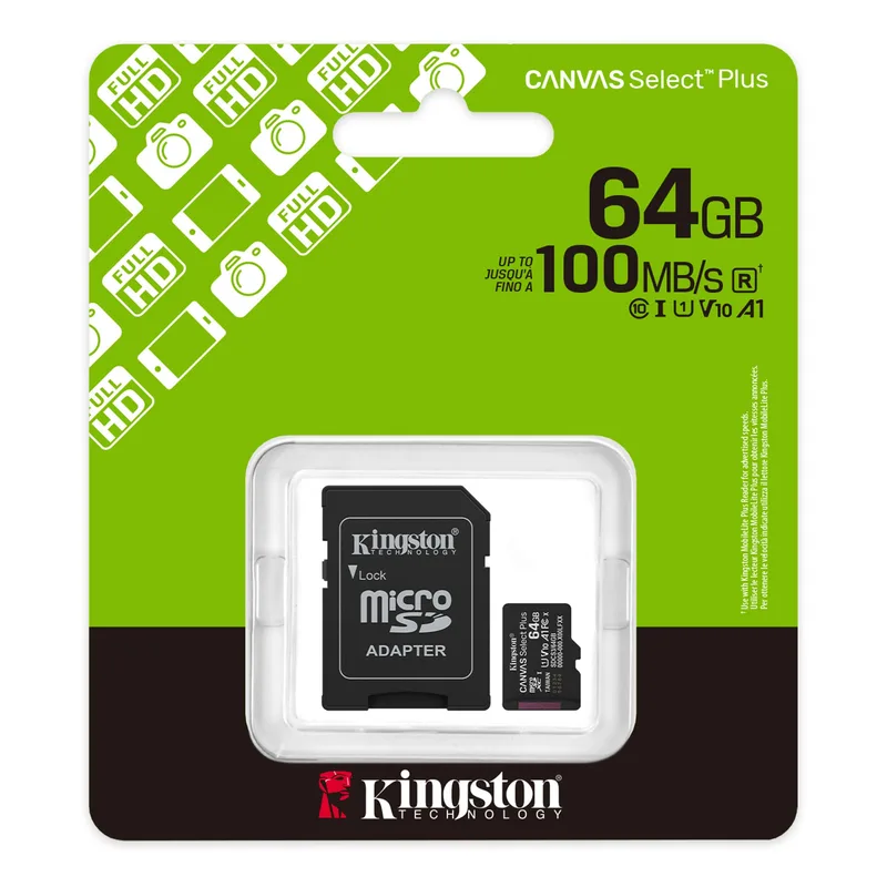 Microsd Kingston 64GB Cl10 Canvas Select PLUS + Adaptador - foto 3