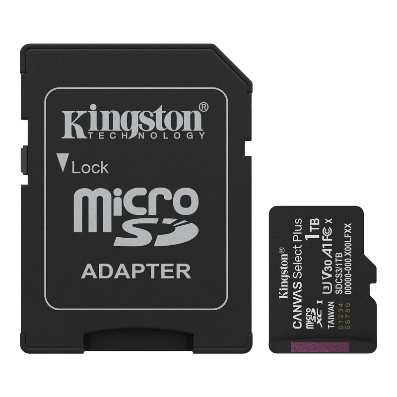 Microsd Kingston 256GB Cl10 Canvas Select PLUS + Adaptador