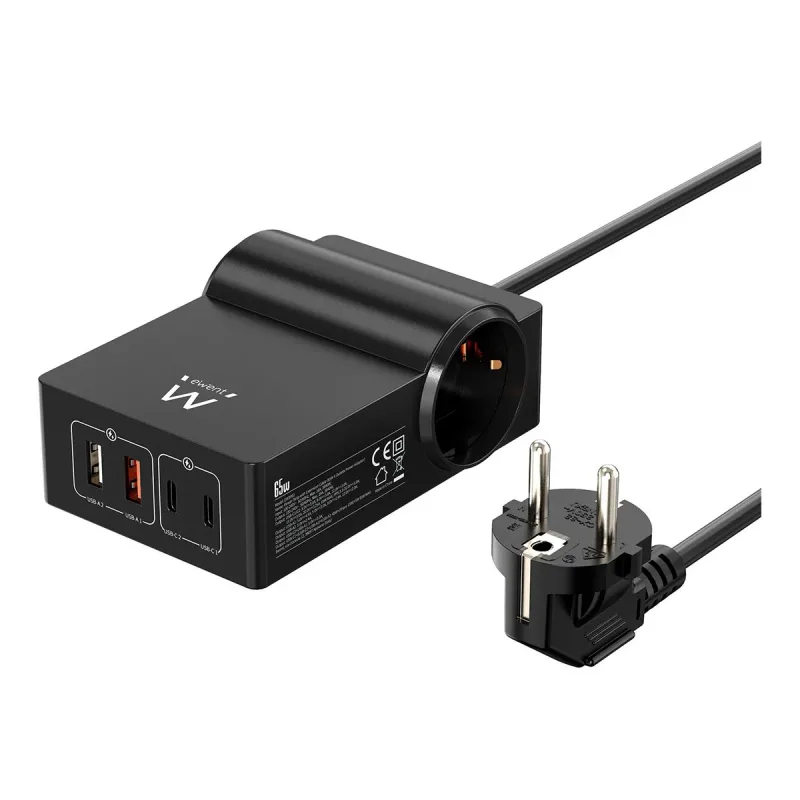 Cargador DE Pared Rapido Ewent Usb-a Usb-c Ganfast 65W Negro - foto 3