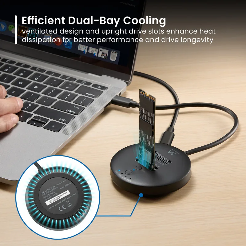 CLONADOR Disco Sólido SSD EWENT EW7078 ESTACIÓN DE ACOMPLAMIENTO USB3.2 GEN2 DE DOBLE BAHIA - foto 4