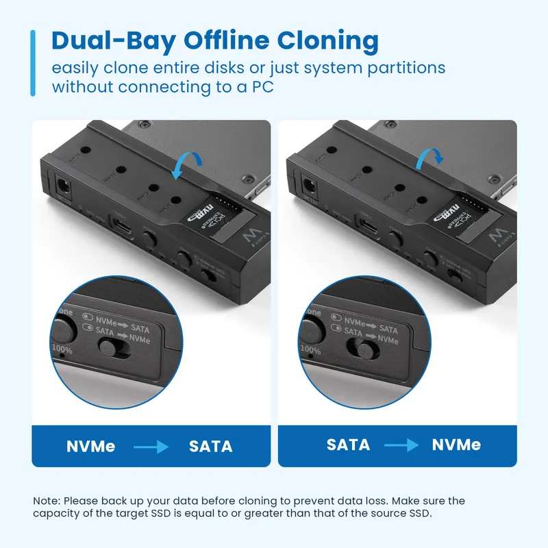 Clonador Dual BAY Ewent Ew7065 SATA 2,5/3,5 A NVME O DE NVME A SATA DE 2,5/3,5 - foto 3