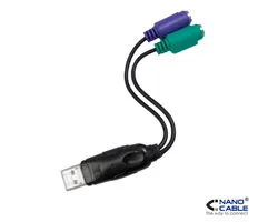 NANOCABLE CABLE CONVERSOR NANO CABLE USB A/M - 2xPS/2/H 15CM NEGRO (TECLADO-RATON)