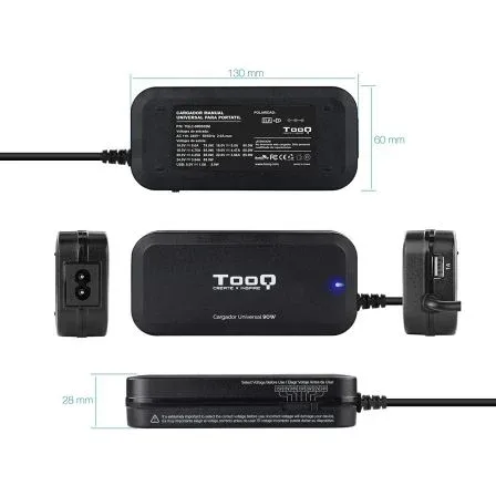 Cargador Tooq 90W Universal Portatil USB - foto 4