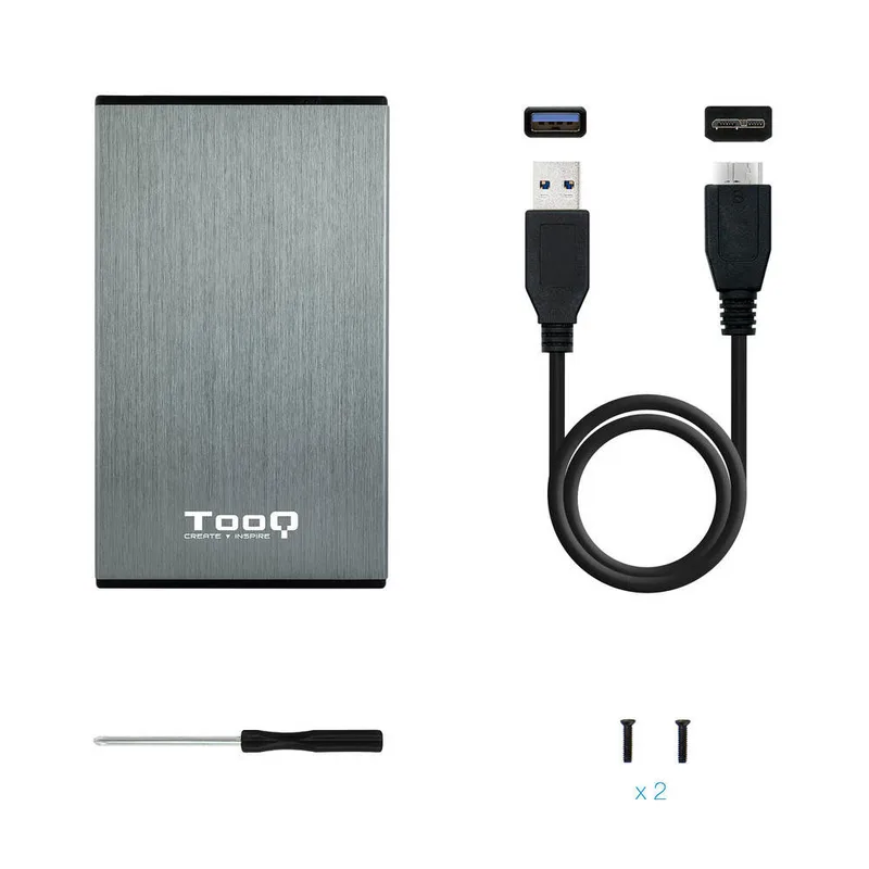 CAJA Disco Duro HDD TOOQ TQE-2527G 2.5'' SATA USB3.0/3.1 9,5MM GEN1 GRIS - foto 2
