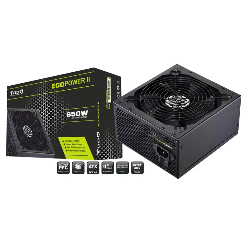 Fuente Alimentacion 650W Tooq PFC Activo 5SATA 14CM ATX