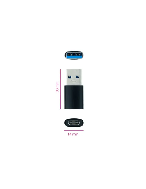 Nanocable Adaptador Nano Cable USB A/m - USB C/h 3.1 Negro