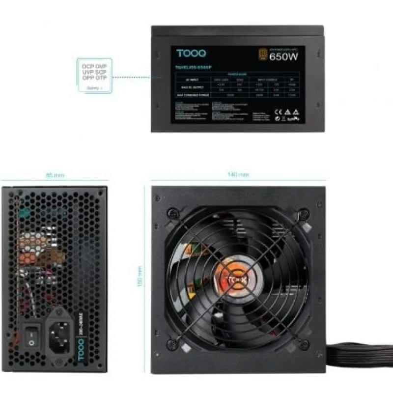 Fuente Alimentacion 650W Tooq Pfc-activo 80+bronze 12CM ATX - foto 3