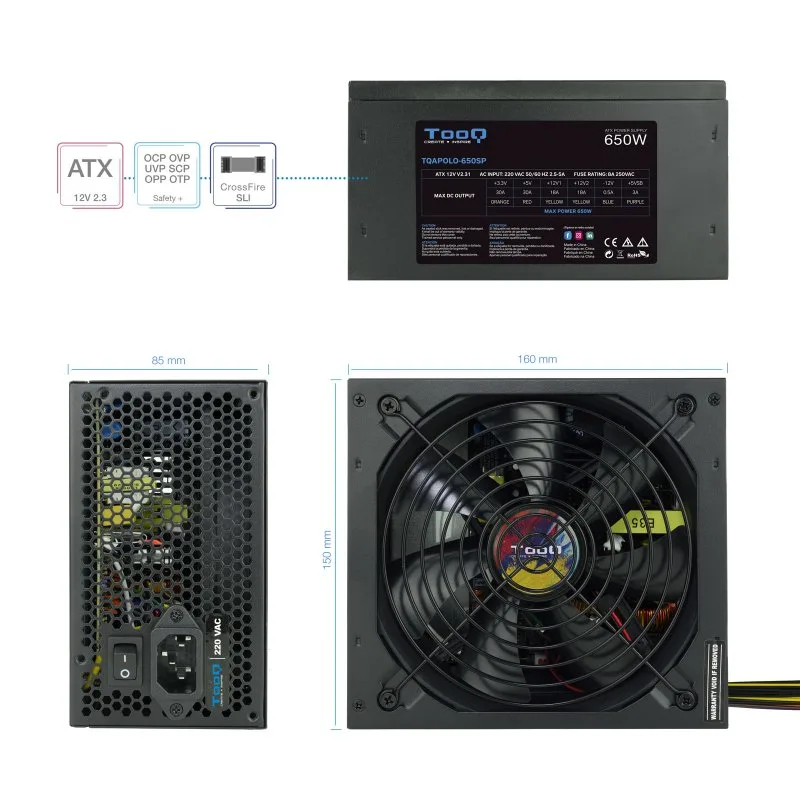 Fuente Alimentacion 650W Tooq Pfc-activo 80+bronze 12CM ATX - foto 4
