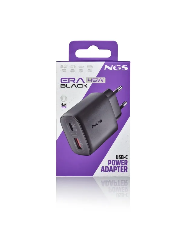 Cargador USB Pared NGS GAN 45W Usb-c/usb-a Negro - foto 3