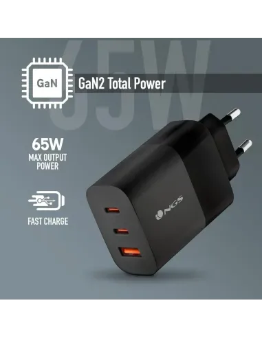 Cargador USB Pared NGS GAN 65W Usb-c Negro C/cable Portatiles/tablet/smartphone - foto 3