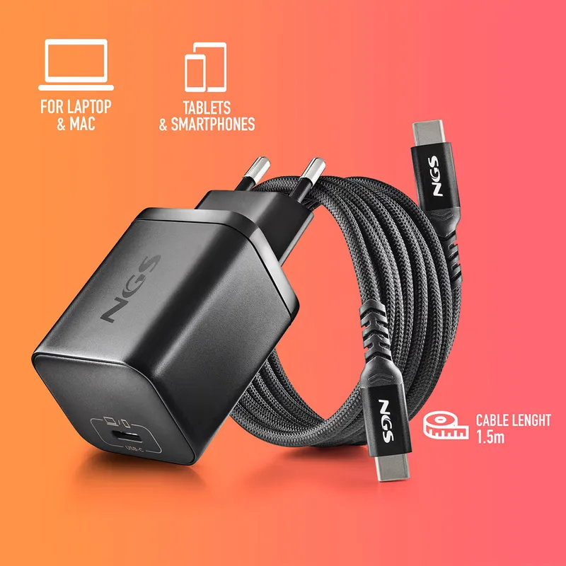 Cargador USB Pared NGS GAN 65W Usb-c Negro C/cable Portatiles Acer - foto 3