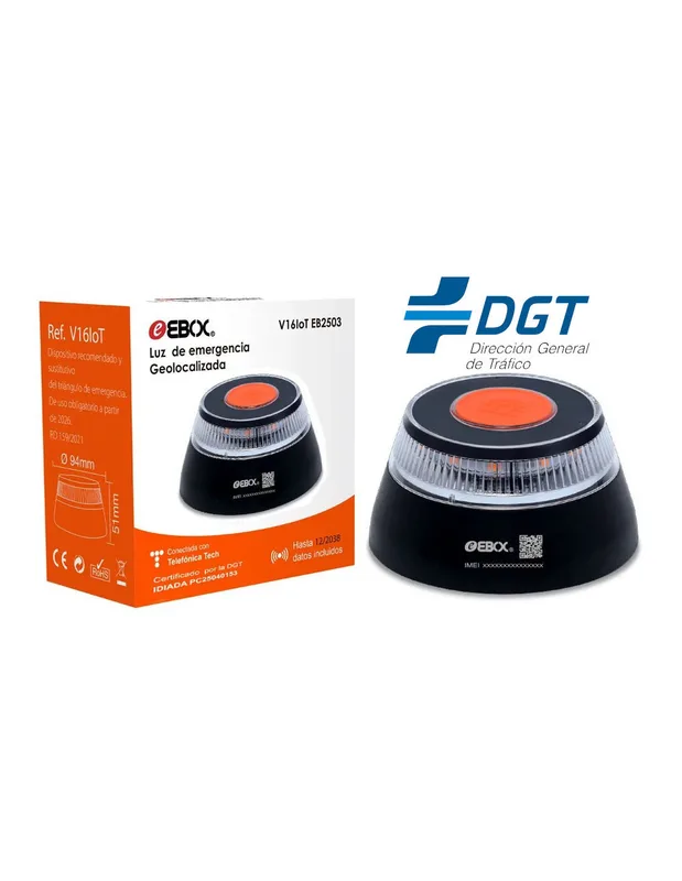 Luz DE Emergencia Ebox V16iot Eb2507 Baliza LUZ DE Emergencia Homologada POR LA DGT - foto 3