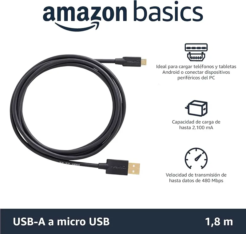 Cable USB Aisens Usb2.0 A/m-micro - B/m 1.8m Negro - foto 3