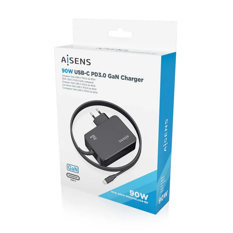 Cargador Automatico Aisens 90W Wc3.0 Negro - foto 4