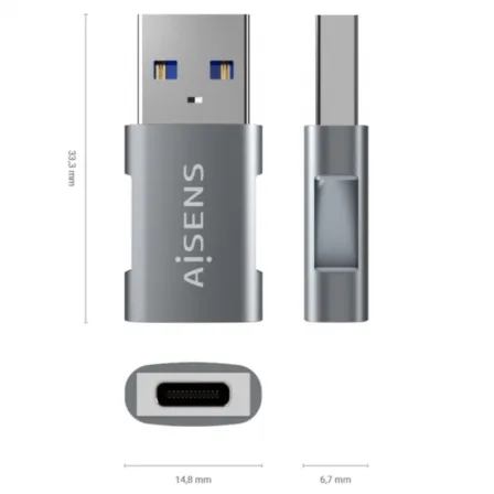 Mini Adaptador Aisens Usb3.2 Usb-c/h - A/m Gen2 Usb2.0 3A Negro - foto 4