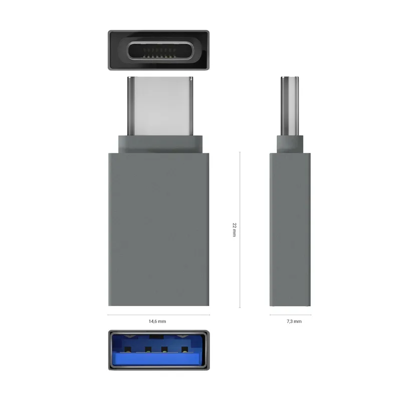 Mini Adaptador Aisens Aluminio Usb3.2 Usb-c/m - A/h Gen1 3A Gris - foto 2