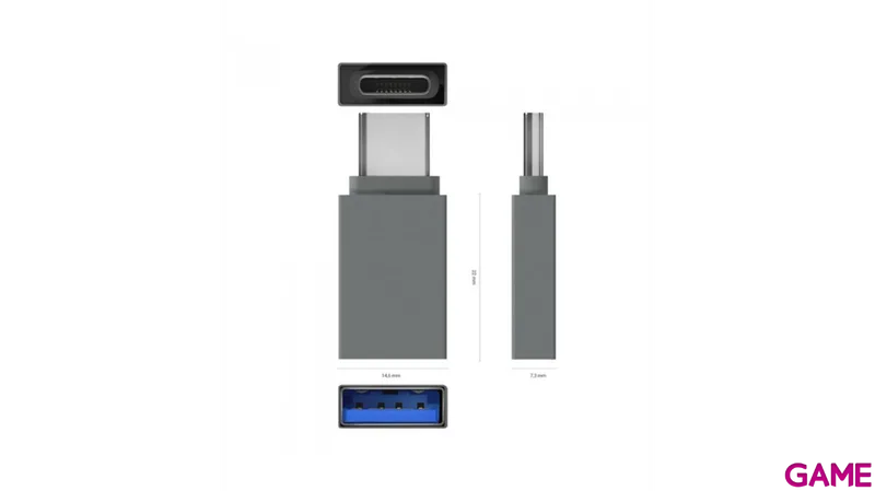 Mini Adaptador Aisens Aluminio Usb3.2 Usb-c/m - A/h Gen1 3A Gris - foto 4