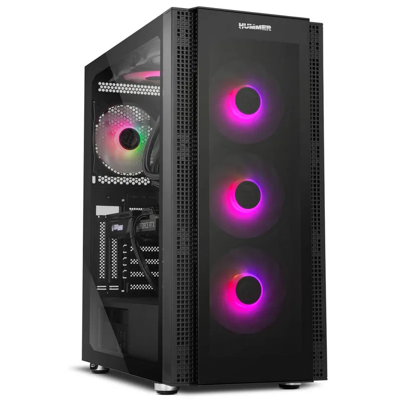 Caja Semitorre/atx NOX Hummer Horus S/fuente Usb3.0 Negra Argb C/ventana
