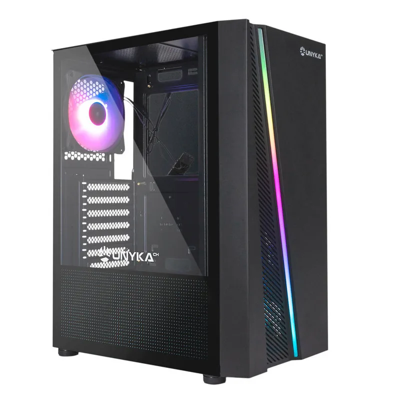 Caja Semitorre/micro-atx Unyka Mini Glayze S/fuente Usb3.0 Negra A-rgb C/ventana - foto 4