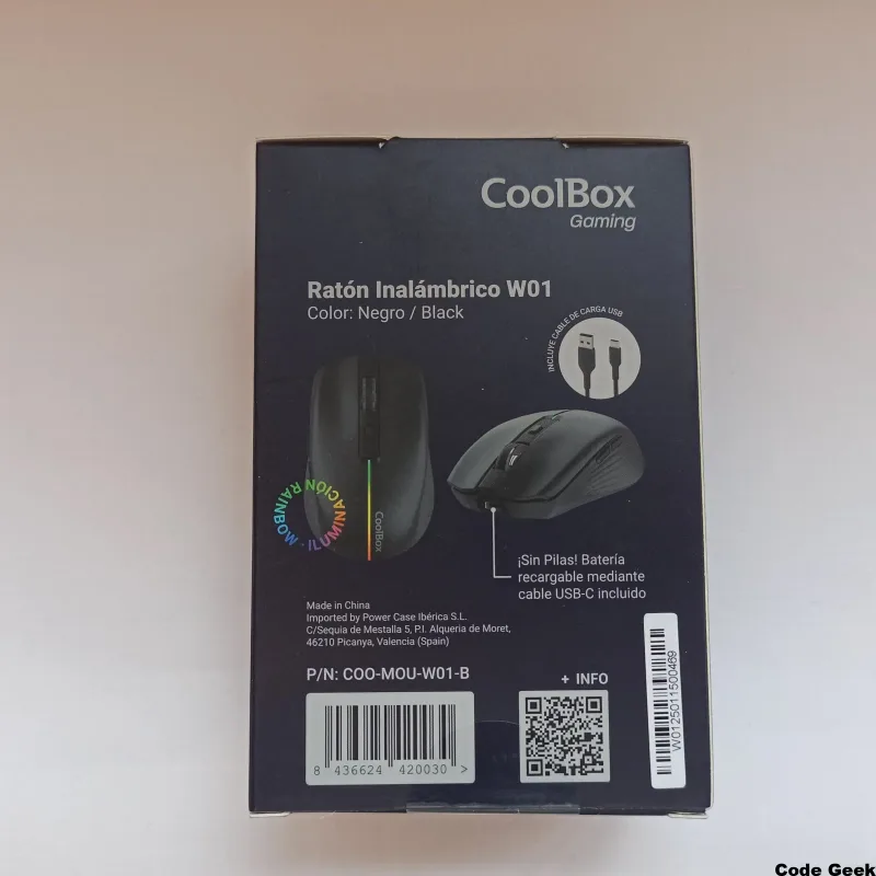 Raton Coolbox W01 1.600dpi Inalambrico Negro - foto 3