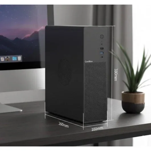 Caja Semitorre/micro-atx Coolbox T100 Slim S/fuente Usb-c Negra