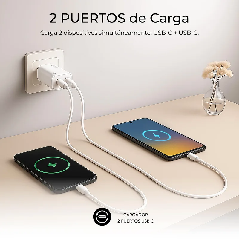 Cargador USB Pared Coolbox GAN 25W Usb-c/usb-a Qc3.0 Negro - foto 4