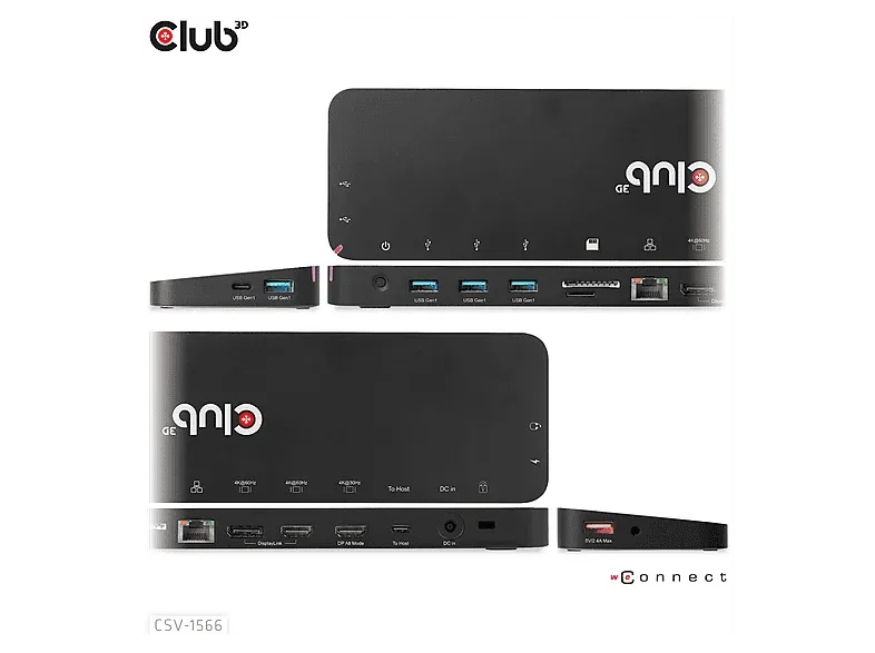 Club-3d Docking Club 3D Usb-a/usb-b/dp/rj45 Negro